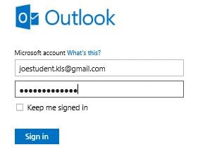 outlook sign in page