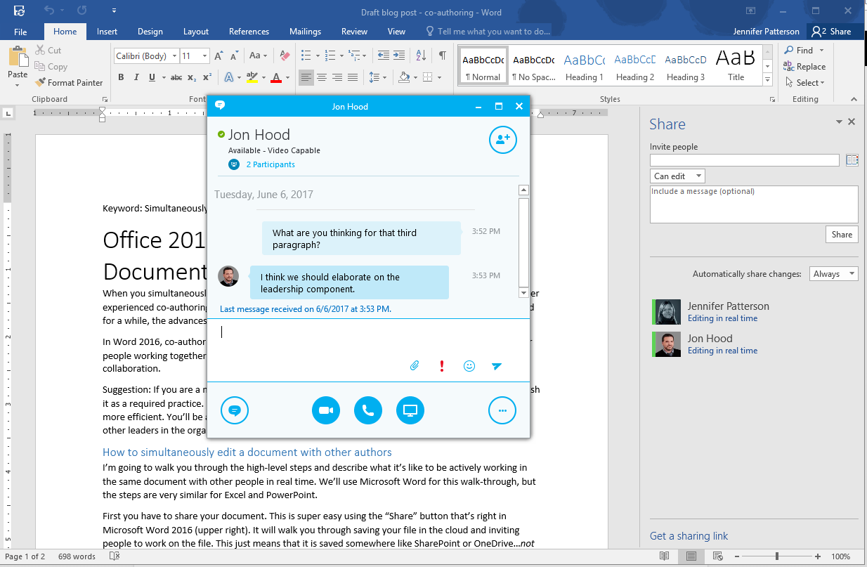 what features in office mix for word allow for the editing and sharing of business documents?