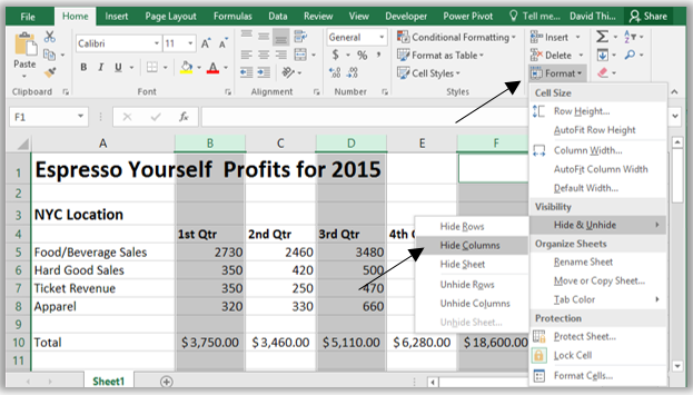 how to unhide a column in excel document