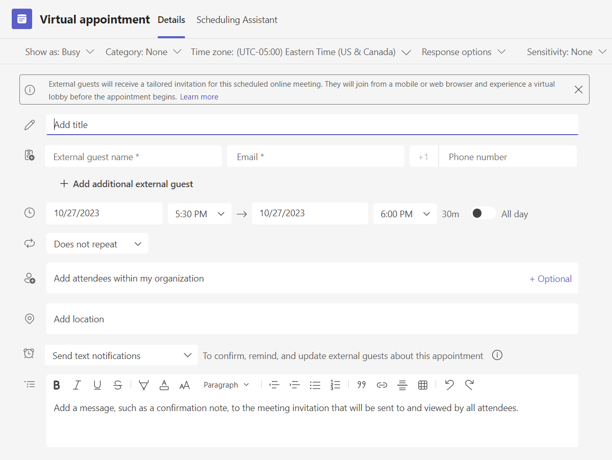 Configuring Microsoft Teams Virtual Appointments